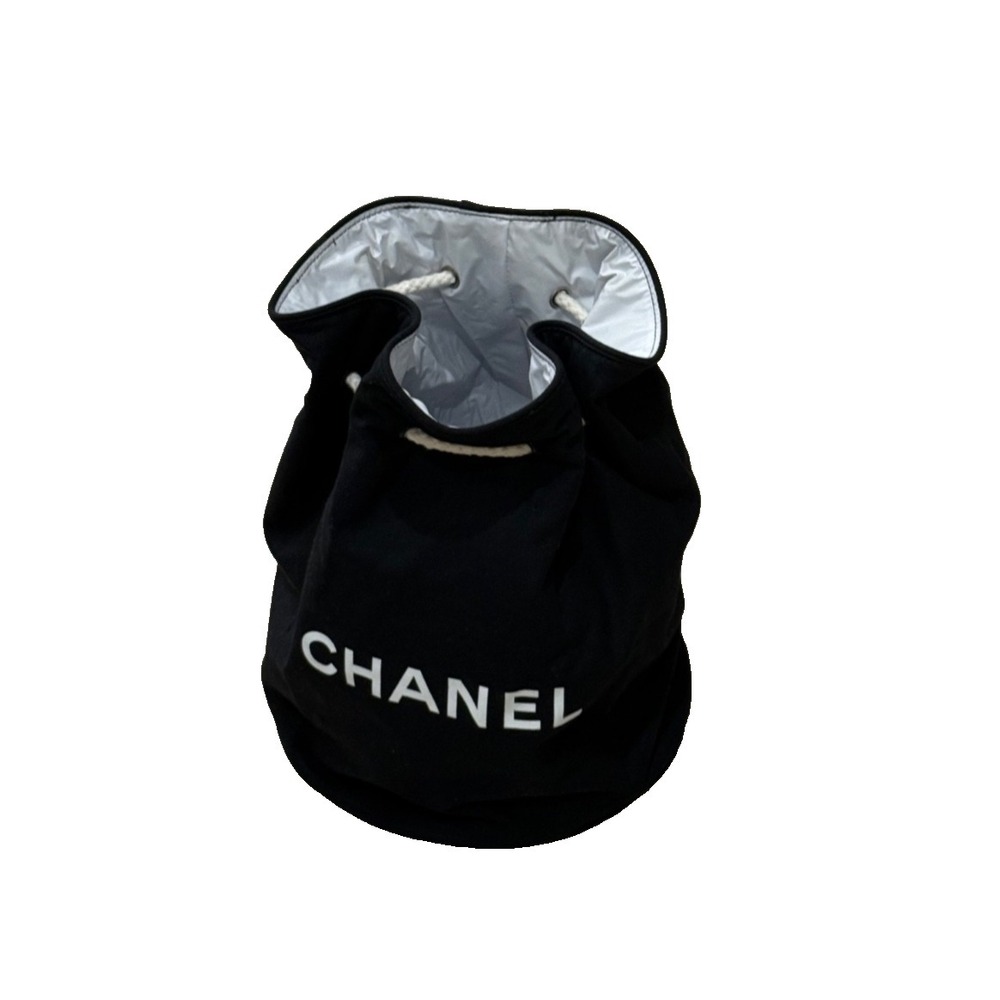 Vintage Chanel Parfum Promo Drawstring Backpack Bag Beach Pool Lined Cooler Bag - Picture 1 of 8